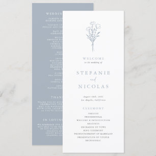 Programme Dusty Blue Boho minimaliste Mariage Botaniques