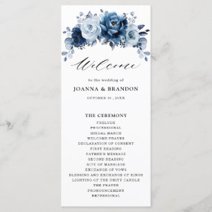 Programme Dusty Blue Slate Navy Floral Botanal Mariage