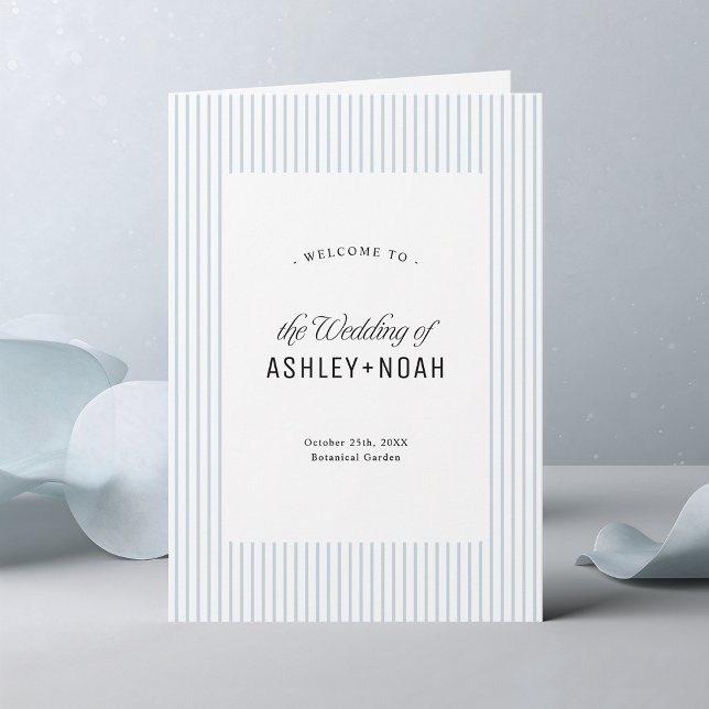 Programme Dusty Blue Striped Elegance Classy Wedding (Dusty Blue Striped Elegance Classy Wedding Program)