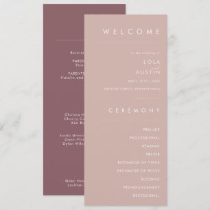 Programme Dusty Boho Rose et Purple Gold Wedding Program