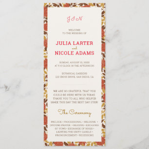 Programme Dusty Brunt Orange Peony Flowers Mariage de automn