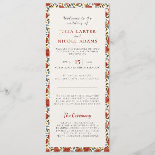 Programme Dusty Elegant Golden Red Rose Mariage