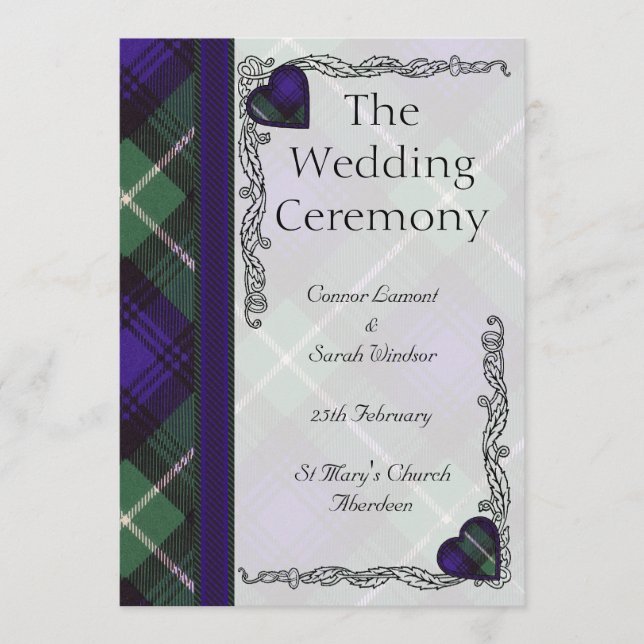 Programme écossais de mariage Tartan - Lamont (Devant)