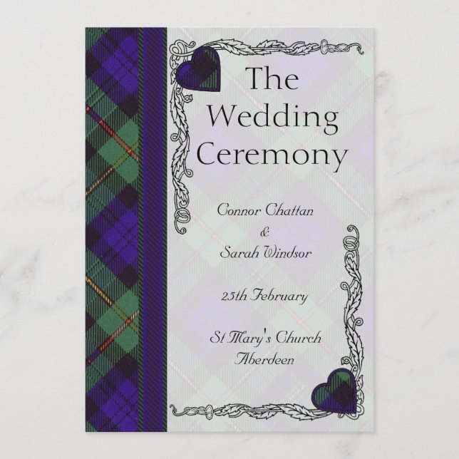 Programme écossais de mariage Tartan - Macewen (Devant)