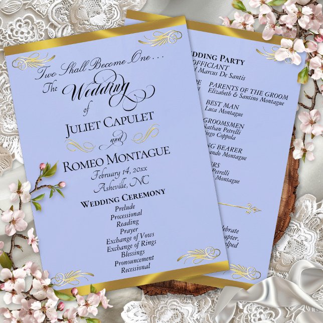 Programme Écriture élégante - Mariage Bleu Perle/Or (Créateur téléchargé)