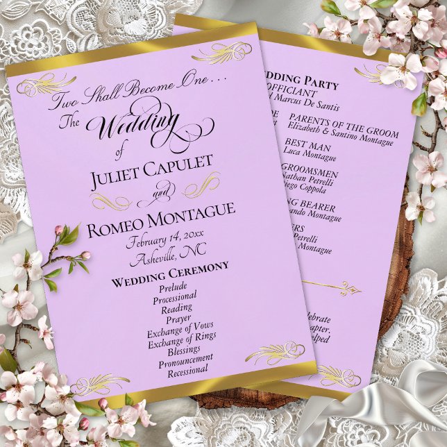 Programme Écriture Élégante - Mariage Lavande/Or (Créateur téléchargé)