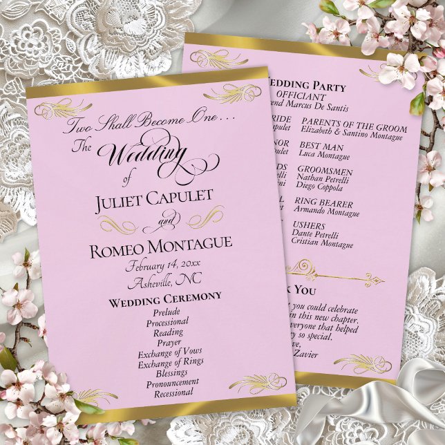 Programme Écriture élégante - Mariage Rose Perle/Or (Créateur téléchargé)