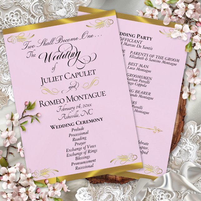 Programme Écriture élégante - Mariage Rose Perle/Or (Créateur téléchargé)