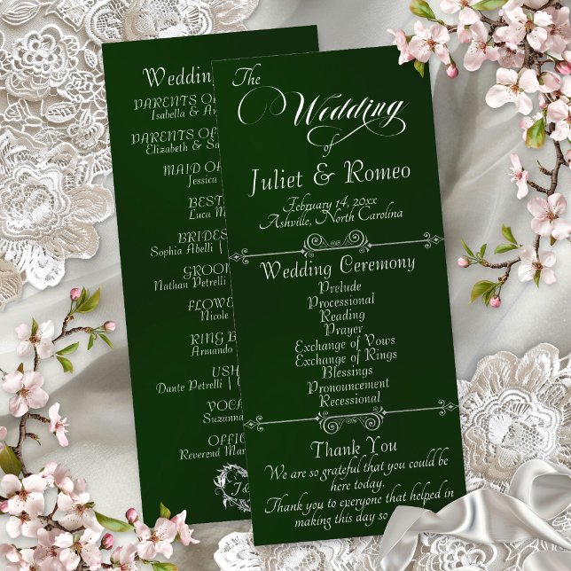 Programme Écriture élégante & monogramme - Mariage émeraude (Créateur téléchargé)