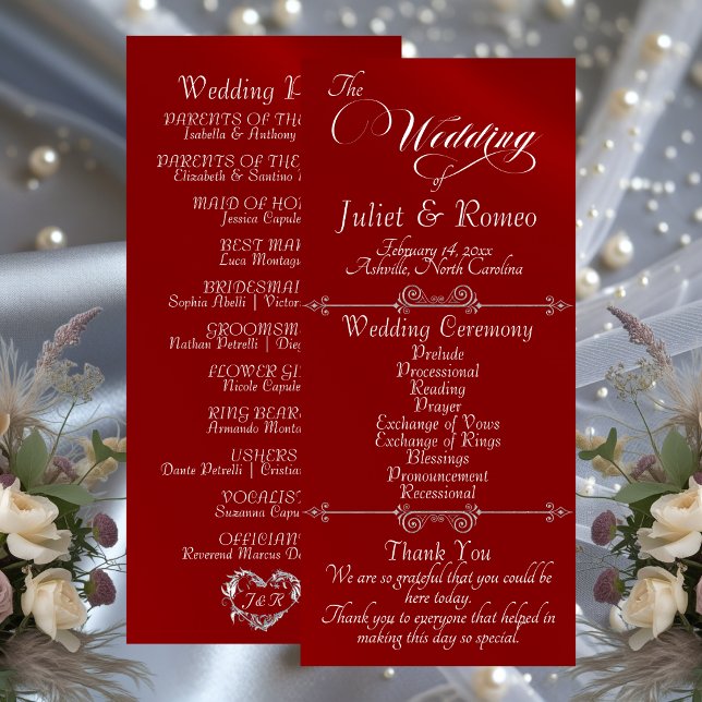 Programme Écriture Élégante & Monogramme - Mariage Rouge (Créateur téléchargé)