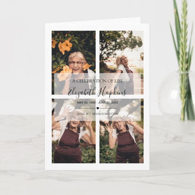 Programme Élégant 5 Photo Celebration of Life Folded Program (Devant)