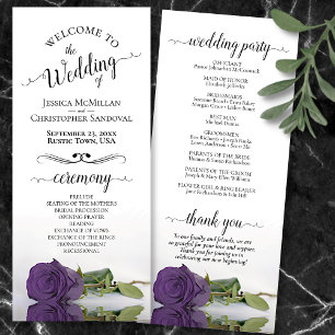 Programme Élégant Améthyste violet Rose Mariage romantique