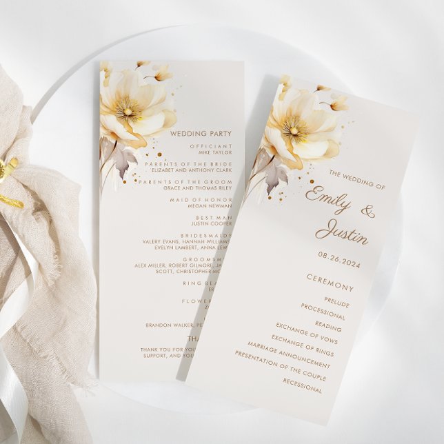 Programme Elégant aquarelle Floral Delicate Mariage (Créateur téléchargé)