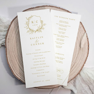 Programme Élégant Blason Vintage Or Mariage Classique