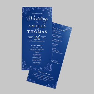 Programme Élégant Bleu Français Poussiéreux Floral Mariage V