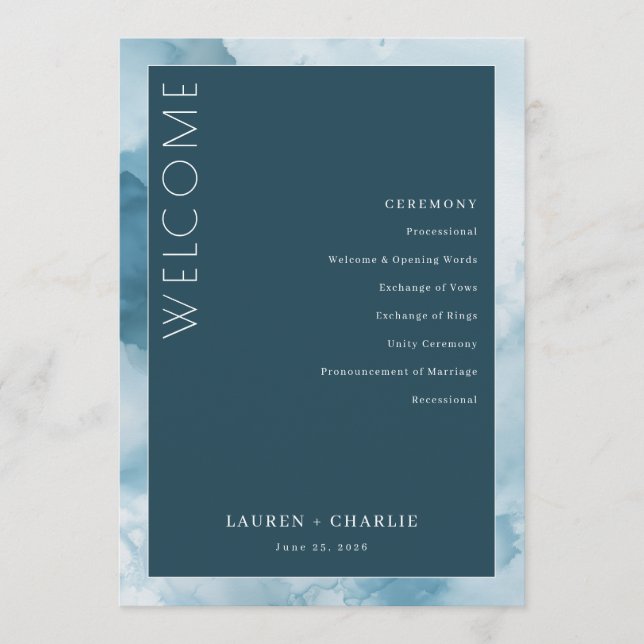 Programme Elegant Blue Formal Ceremony Schedule (Devant)