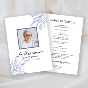 Programme Élégant Blue Winter Snowflakes Service funéraire