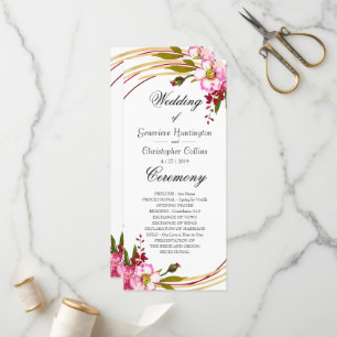 Programme Élégant Boho Blush Floral Mariage Ceremony Program