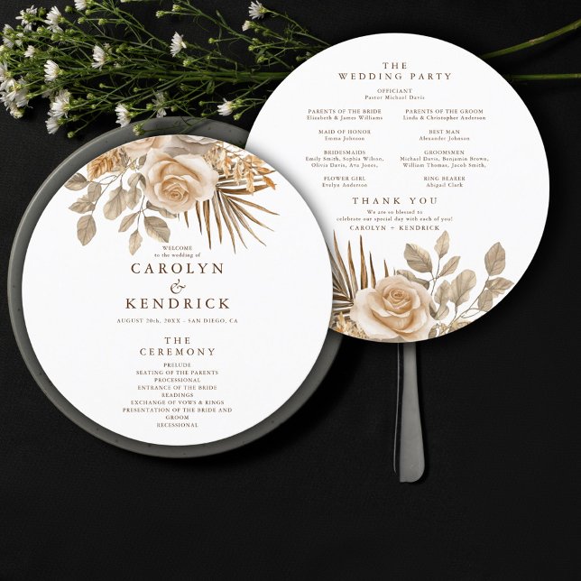 Programme Elégant Boho Neutre Flore Accents Mariage rond (Créateur téléchargé)