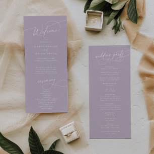 Programme Élégant Charme Lavande Plate Purple Wedding Progra