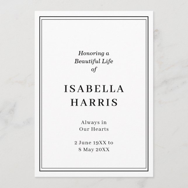 Programme Elegant Classic Funeral Service Design (Devant)