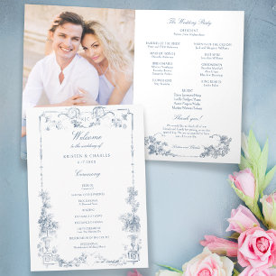 Programme Élégant classique Dusty Bleu Français Floral