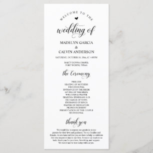 Programme Elegant Classy, Écriture noire, Cérémonie Mariage