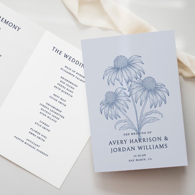 Programme Élégant Confleur Botanique Dusty Mariage Bleu (Créateur téléchargé)