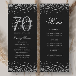 Programme élégant de 70e anniversaire Menu argent
