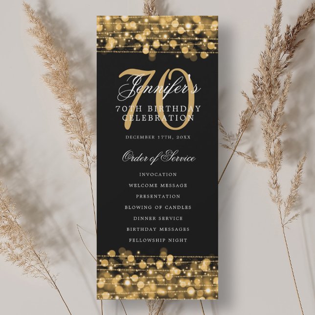 Programme élégant de fête d'anniversaire de 70 ans (Elegant 70th Birthday Party Program Gold )