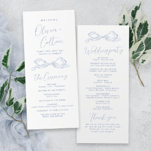 Programme Élégant Dusty Blue Main Drawn Bow Wedding Programm