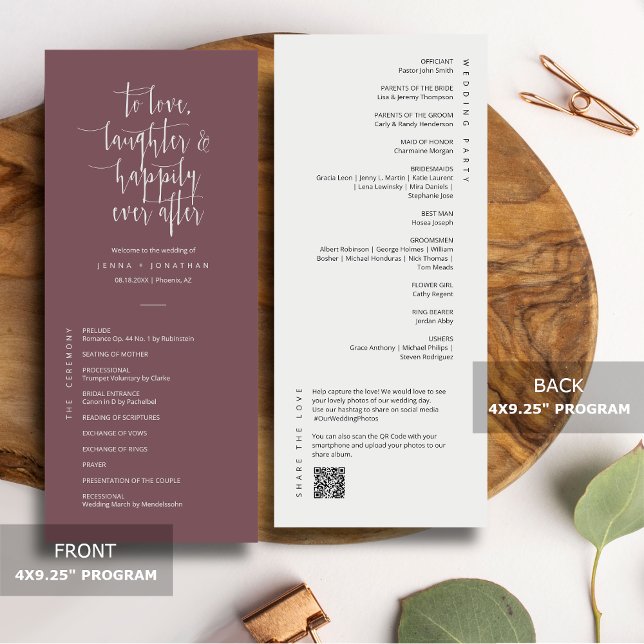 Programme Élégant dusty violet minimal QR Code Mariage plat (Créateur téléchargé)