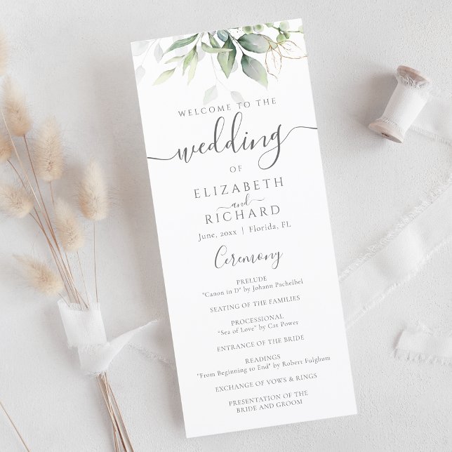 Programme Elégant Eucalyptus Feuille Mariage or vert (Créateur téléchargé)