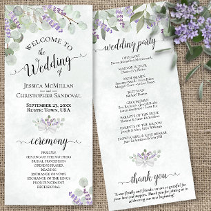 Programme Elégant Eucalyptus & Lavender Mariage aquarelle