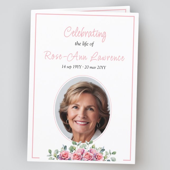 Programme Élégant eucalyptus simple et rose funérailles plié (Créateur téléchargé)