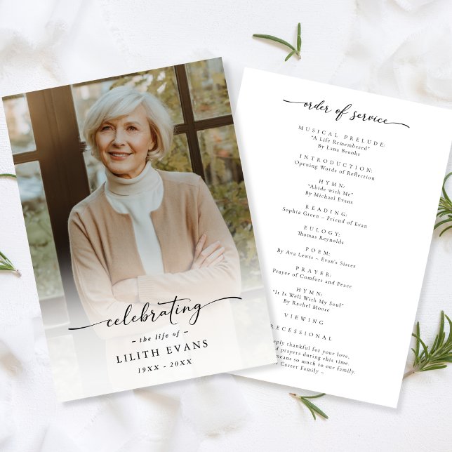 Programme Élégant Funéraire Ordre Du Service Photo (Créateur téléchargé)