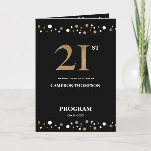 Programme Elégant Gold et Noir Confetti 21e anniversaire