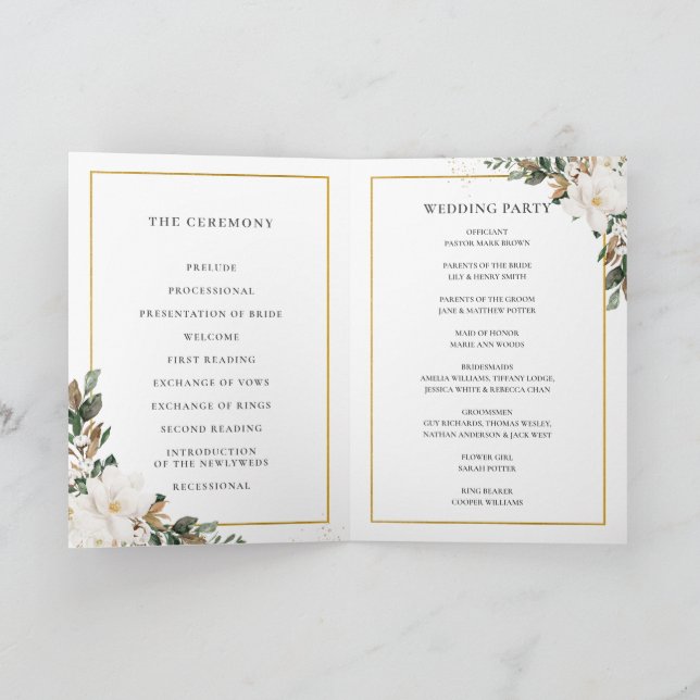 Programme Élégant Ivoire Magnolia Mariage de verdure fleurie (Intérieur)