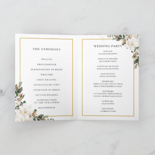 Programme Élégant Ivoire Magnolia Mariage de verdure fleurie
