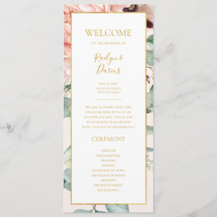 Programme Elégant Jardin Floral Blush Mariage Pastel