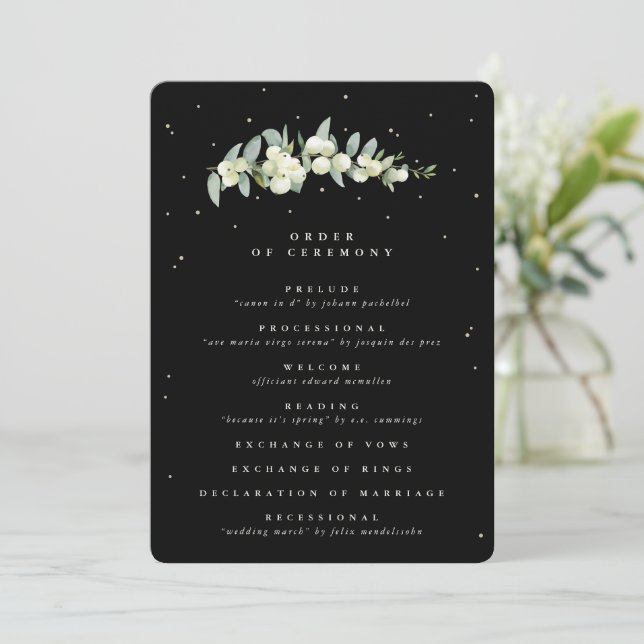 Programme Elégant Mariage Black Snowberry+Eucalyptus Stem (Debout devant)
