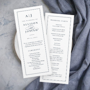 Programme Élégant Mariage bleu marine Monogram