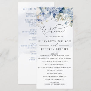 Programme Élégant Mariage botanique moderne Dusty Blue Flora
