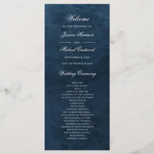 Programme Elégant Mariage couleur bleu marine (Devant)