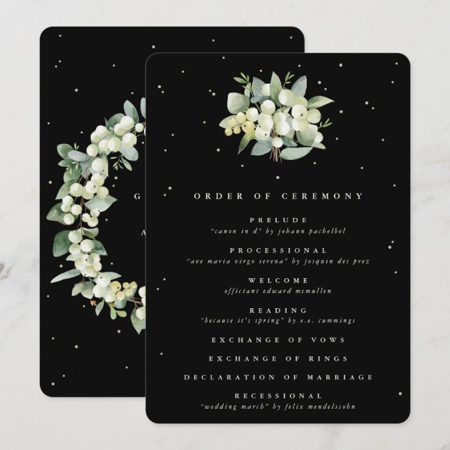 Programme Elégant Mariage de bouquet Black Snowberry+Eucalyp (Devant / Derrière)