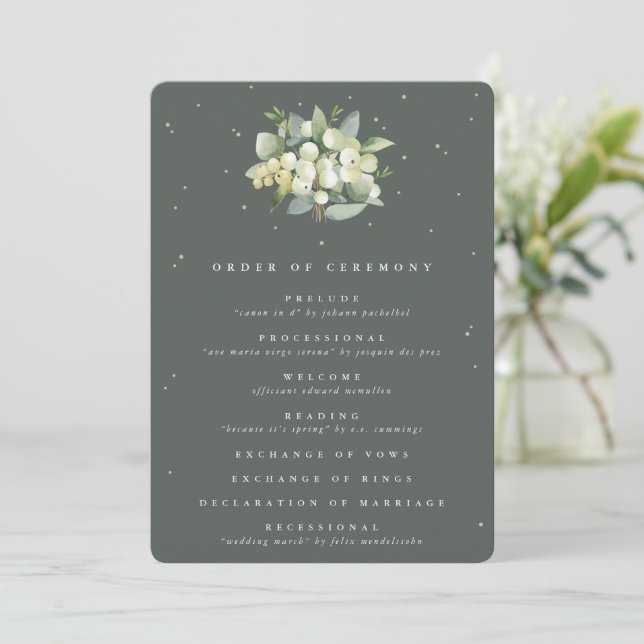 Programme Élégant Mariage de bouquet Eucalyptus & Snowberry  (Debout devant)