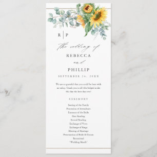 Programme Elégant Mariage de tournesol Eucalyptus