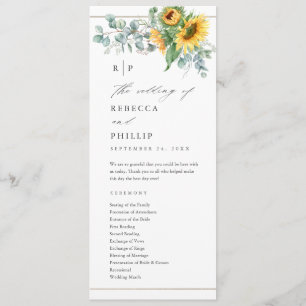 Programme Elégant Mariage de tournesol Eucalyptus