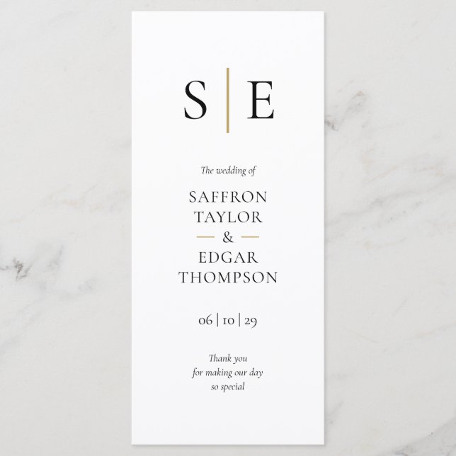 Programme Élégant Mariage des initiales de monogramme (Devant)