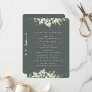 Programme Elégant Mariage d'hiver Eucalyptus & Snowberry Ver